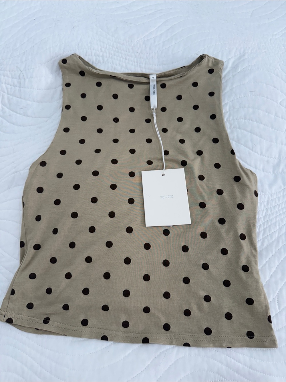 70/21 Beige Polka Dot Sleeveless Tank Top